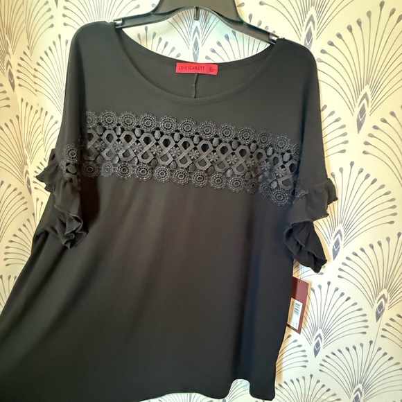 Scarlett Black Flutter Sleeve Boxy T-Shirt plus size 2X NWT - Picture 6 of 6